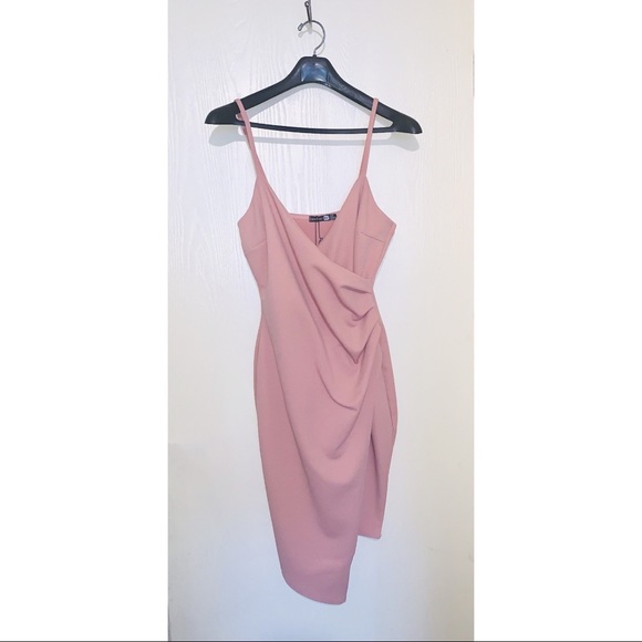 strappy wrap pleated bodycon midi dress